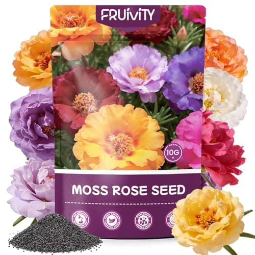 Fruivity Moss Rose Seeds for Planting, 24,000+ Annual Flower for Ground Cover Flower Seeds, Perennial Variety, Easy to Grow, Portulaca Seeds to Plant Outdoors Garden Containers