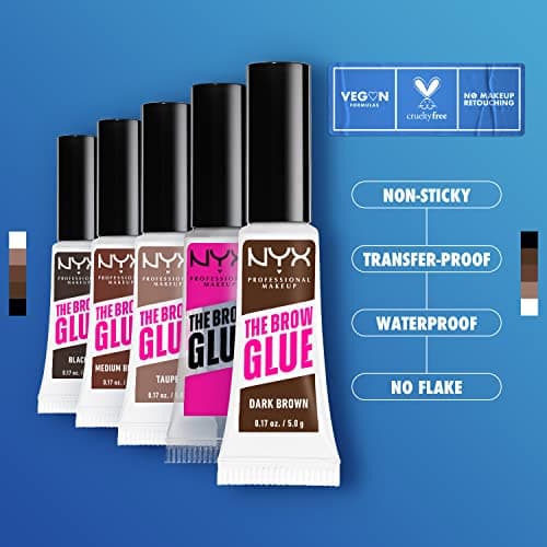 NYX PROFESSIONAL MAKEUP, The Brow Glue, Instant Brow Styler, 16H Extreme Hold, Vegan Formula - Black Brown, 0.18oz / 5g — view 3