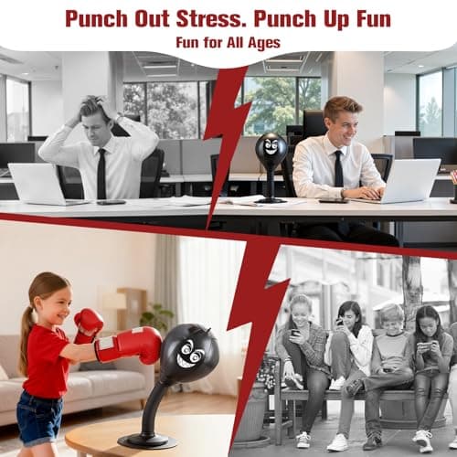 Desktop Punching Bag, Small Relaxing Punch Rage Bag Stress Relief with Upgraded Strong Suction Cup & All-Around Foam Protect Spring, Portable Tabletop Boxing Ball for Friends Adult Youth Office — view 5