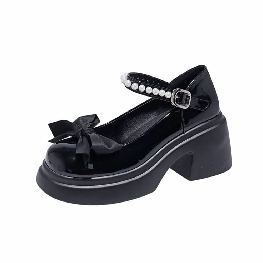 Womens Platform Mary Janes Shoes Sweet Toe Ankle Lolita Gothic Pumps Chunky Patent Leather — view 7