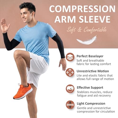 AetherGear Arm Sleeve (2 pack) - Compression Cover Arm Sleeves Men and Women for Sports, Outdoors, UV Protection (Black) — view 2