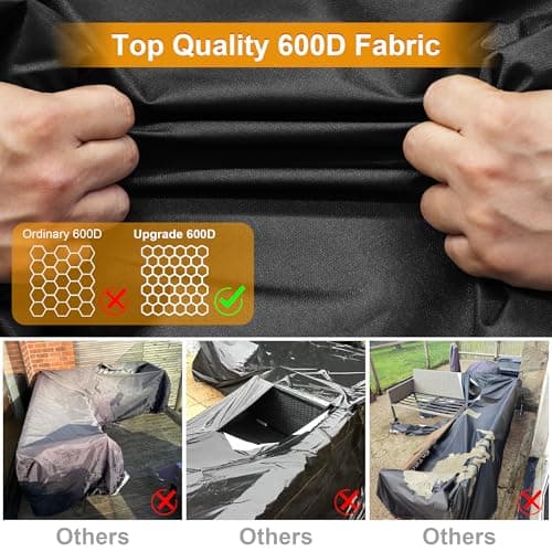 Kipiea 600D V-Shape Outdoor Patio Furniture Covers Waterproof, Outdoor Sectional Cover Windproof, Patio Sectional Sofa Cover Anti-UV, No Tears & No Fading (85"/85"L x 33.5"D x 31"H) Black — view 5