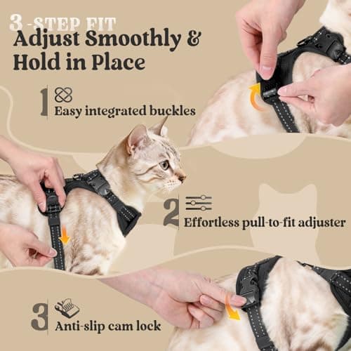 rabbitgoo Cat Harness and Leash, Easy-on with Neck Buckle, Black — view 4