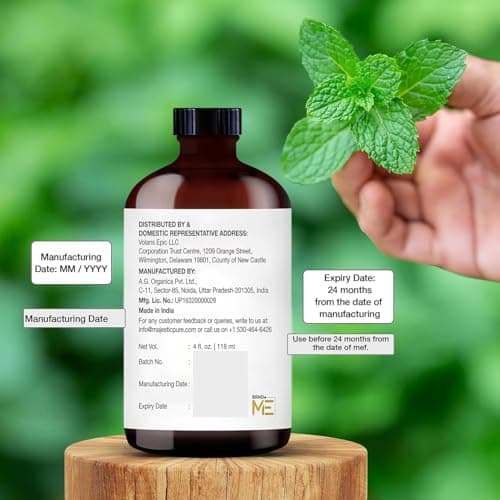 Majestic Pure Peppermint Essential Oil - Huge 118 ml - 100% Pure and Natural Oil for Soap Making Scent- Premium Grade with Glass Dropper — view 5