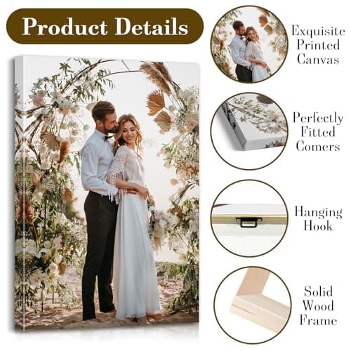 Custom Canvas Prints with Your Photos - Personalized Pictures Print, Customized Photo Gifts, Wall Art Poster Canvas Printing for Wedding, Family, Baby, Pets, Home Office Decor, Wrapped Frame 8x12 — view 4