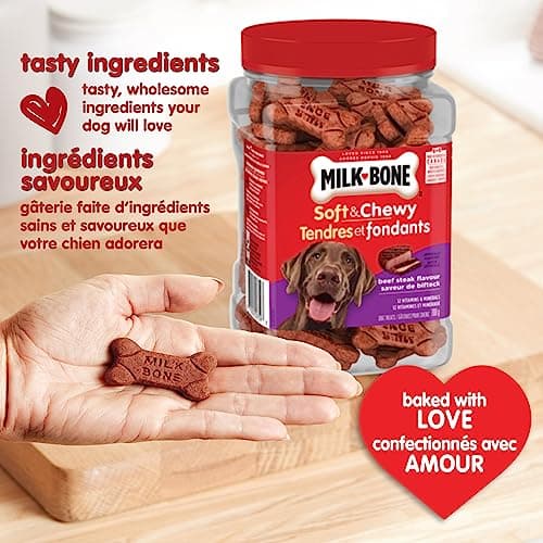 Milk-Bone Soft & Chewy Dog Treats, Tender Oven Baked Snacks Made with Tasty Wholesome Ingredients, Beef Steak Flavour, 708 g (Pack of 1) — view 2