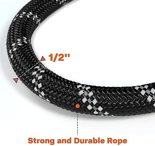 Taglory Rope Dog Leash for Medium Large Dogs, 4 FT Padded Handle, Black — view 2