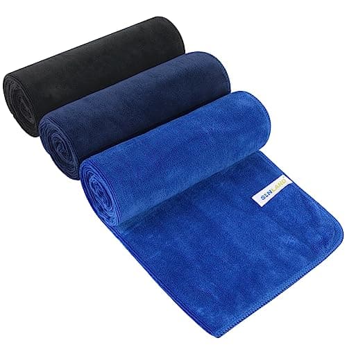 SINLAND Microfiber Camping Towels Super Absorbent Compact Travel Towel Ultra Soft Quick Dry Gym Towels for Sports Beach Swimming Backpacking Hiking and Yoga 3 Pack 16 Inch X 32 Inch