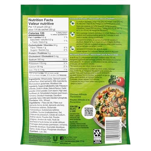 Knorr Sidekicks Pasta Side Dish for a quick meal that's easy to prepare Fettuccine Alfredo without artificial flavours or colours 133 g, Pack of 8