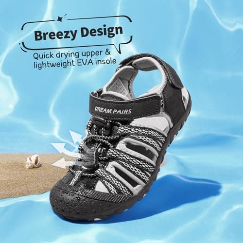 DREAM PAIRS Kids Sandals Toddler Girls & Boys Summer Outdoor Athletic Sport Sandals for Toddler/Little Kids/Big Kids,Size 1 Little Kid,Black/Grey,171111-K — view 5