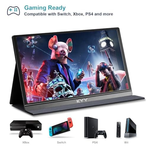 KYY Portable Monitor 15.6" 1080P Computer Monitor Screen Extender w/Cover — view 2