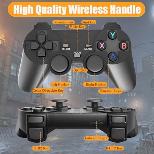 Retro Gaming Console, Game Stick with 20000+ Games - 64GB Plug & Play Video Games Console for TV 4K HDMI Output, Retro Game Console with 2.4Ghz Games Controllers for Family — view 5