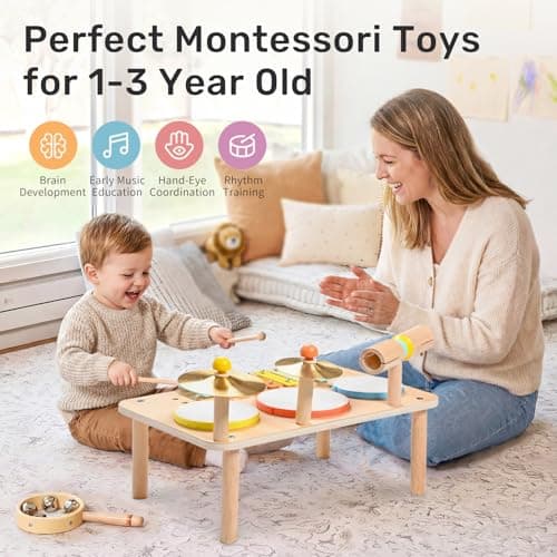 WINGYZ Kids Drum Set, 9-in-1 Wooden Musical Instruments with Xylophone — view 5
