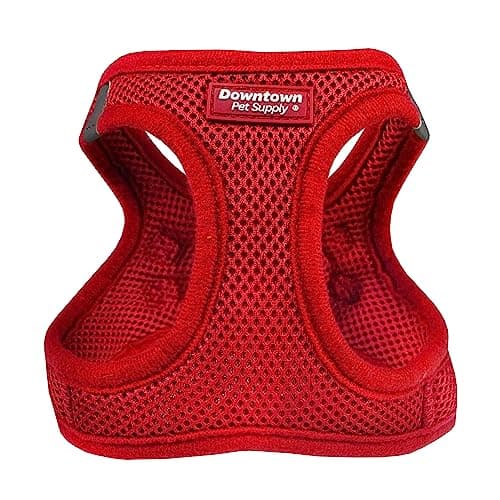 Downtown Pet Supply Step in Dog Harness for Small Dogs No Pull, Large, Red - Adjustable Harness with Padded Mesh Fabric and Reflective Trim - Buckle Strap Harness for Dogs