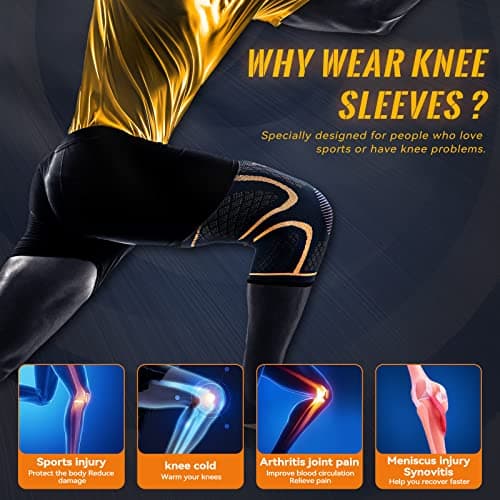 JIUFENTIAN Copper Knee Brace for Men and Women (2 pack, Large) Knee Sleeve — view 2