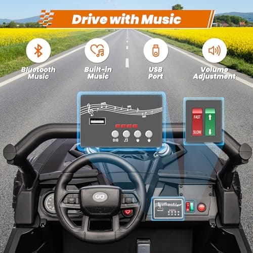 ANRLI 24V Ride on Car 2 Seater Ride on Toys for Big Kids 4WD 4X200W Off-Road Powerful UTV Ride on Truck Electric Vehicle Birthday Gift for Boys & Girls Ages 3-8, Black — view 5