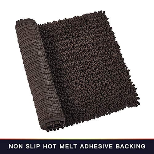 Walensee Bathroom Rug Non Slip Bath Mat (24x17 Inch Brown) Water Absorbent Super Soft Shaggy Chenille Machine Washable Dry Extra Thick Perfect Absorbant Best Small Plush Carpet for Shower Floor — view 4