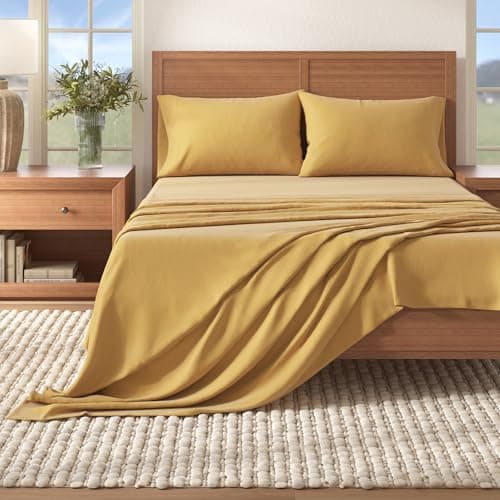 Great Bay Home - 100% Turkish Cotton Full Flannel Sheet Set. Heavyweight, Warm, Winter Double Brushed Bed Sheets. Pre-Shrunk & Anti-Pill - Marigold