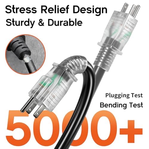 Deeklify 6 ft 16/3 awg 3 Outlet Extension Cord Splitter with Indicator, Waterproof Indoor/Outdoor Extension Cord with Multiple Outlets, 13A 1625W for Home & Workshop, ETL Listed, Flexible Black SJTW — view 4
