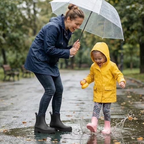 Furuian Rain Boots for Kids Waterproof Ankle Rubber Boots Boys Girls Easy-on for Outdoor School Hiking Toddler
