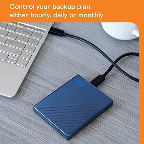 WD 5TB My Passport Ultra, Blue, Portable External Hard Drive, backup software with defense against ransomware, and password protection, USB-C and USB 3.1 - WDBFTM0050BBL-WESN — view 2