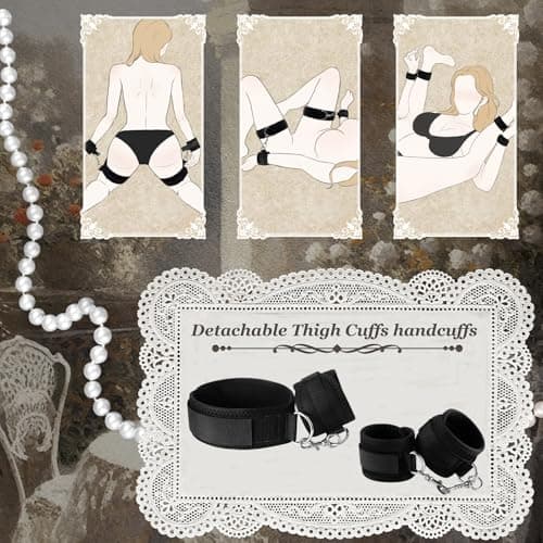 Sex Toys Adults Bondage 3 in 1 Innovative Waist Belt 9 Pcs Sex BDSM Toys for Women Couples Reatraints with Handle Pull Straps Cross-Buckle Strap Blindfold Nipple Ball Gag Clips Hand/Ankle/Thigh Cuffs — view 4