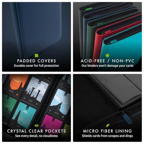 Vault X 12 XL Pocket Zip Binder, 624 Cards, Exo-Tec Material, 26 Side-Loading Pages (Blue) — view 4