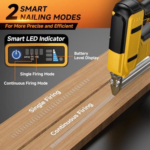 2-in-1 Cordless 18GA Nail Gun & Staple Gun Compatible with Dewalt 20V Max Battery (Not Included), Brad Nailer & Stapler Battery Powered with 1200 Nails/Staples — view 2