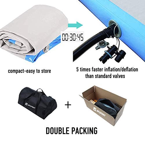 AKSPORT Gymnastics Air Mat Tumble Track Tumbling Mat Inflatable Floor Mats with Electric Air Pump for Home Use/Tumble/Gym/Training/Cheerleading/Parkour/Beach/Park/Water((Light Blue, 9.84ft) — view 4