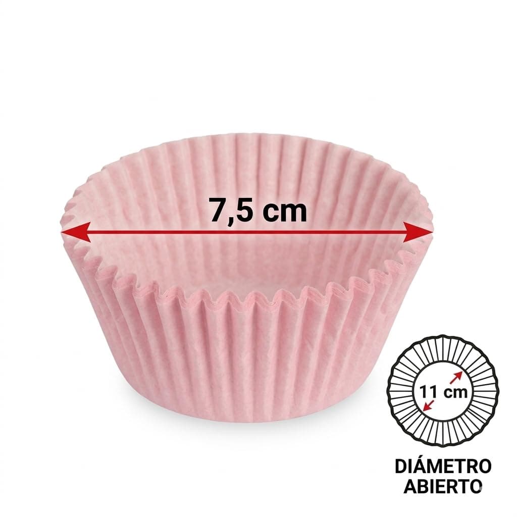 Pack 200 Moldes de Papel para Magdalenas y Cupcakes de Calidad Alimentaria 7,5 cm Moldes de Repostería Extra Resistentes al Horno y Antigrasa Ideales para Muffins y Mesas Dulces (Rosa Pastel) — view 2