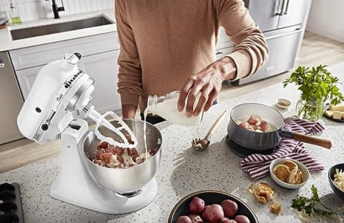 KitchenAid Classic Series 4.5 Quart Tilt-Head Stand Mixer K45SS, White — view 4