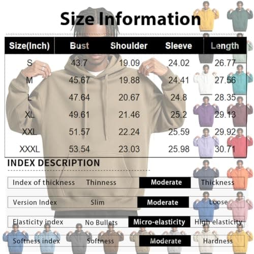 THMENKHT Fleece Hoodie Men Oversized Fall Sweatshirt Winter Cozy Tall Hooded Collar Drawstring Pullover With Pockets Black L — view 5