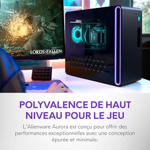 Alienware Aurora Gaming Desktop ACT1250 - Intel Core Ultra 9 285 Processor, Liquid Cooled, NVIDIA GeForce RTX 5080, 32GB DDR5 RAM, 1TB SSD, 1000W Platinum Rated PSU, Windows 11 Home - Clear Panel — view 2