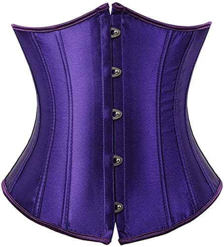 HNGHOU Women's Bustier Corset Top Plus Size Satin Waist Cincher Overbust Bustiers, Violet, XX-Large