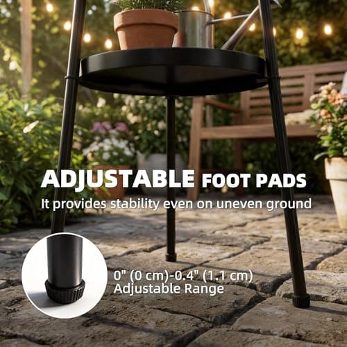 Outsunny Metal Patio Side Table, 2-Tier Round End Table, for Living Room, Bedroom, Garden, Balcony, Black — view 4