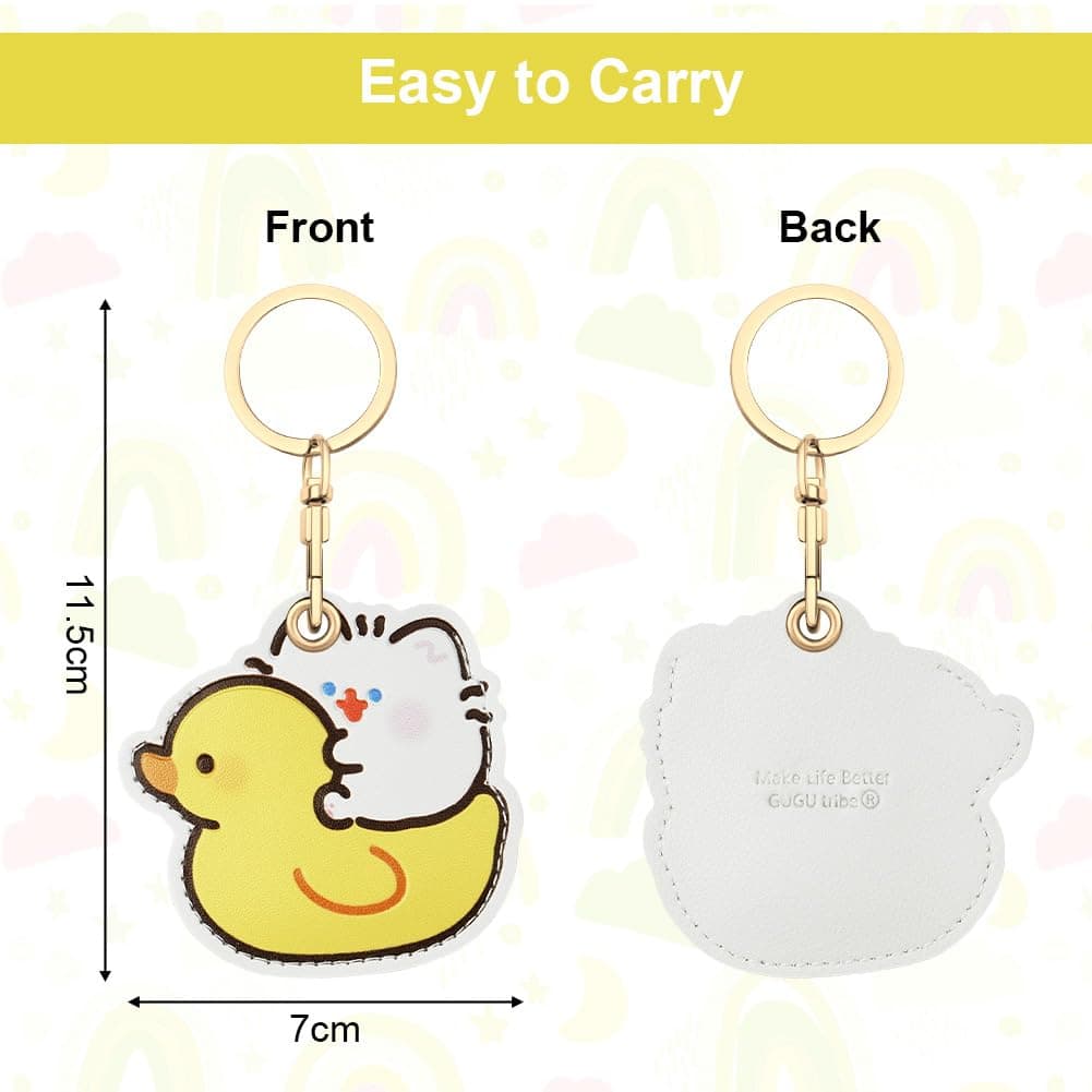 AXFEE 360° Protective Case for Air-Tag, Cartoon Duck Leather Air Tag Keyring Case for A-pple Air-tag, Holder Case for Air-Tags, Air-tags Holder Protective case, Decorations for Key, Bag, Pet — view 2