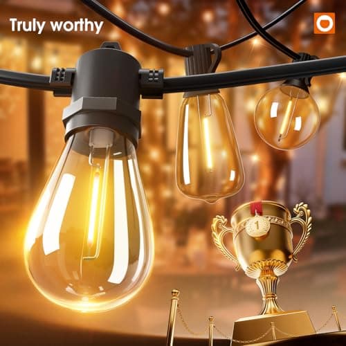 addlon 50FT LED Outdoor String Lights Waterproof Patio Lights with 16+1 Edison Shatterproof Bulbs, Commercial Grade Weatherproof Strand, ETL Listed Decorative for Garden or Patio