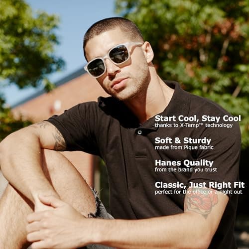 Hanes Men's Short Sleeve X-Temp W/ FreshIQ Polo, White, Small — view 5