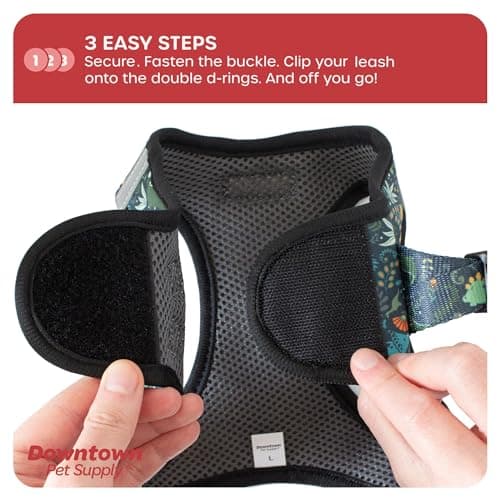 Downtown Pet Supply Step in Dog Harness No Pull, X-Large, Dinosaur - Adjustable Harness with Padded Mesh Fabric and Reflective Trim - Buckle Strap Harness for Dogs — view 5