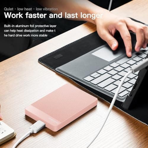 UnionSine 1TB Ultra Slim Portable External Hard Drive USB3.0 HDD Storage for PC,Mac, Desktop, Laptop, PS4, Xbox One, Xbox 360-Super Fast Transmission-HD-2510(Pink) — view 4