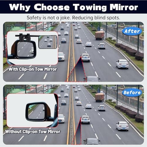 Universal Towing Mirrors, 2 Pack Universal Clip-on Side Mirror Extenders 360 Degree Rotation Adjustable Mirror Adjustable Side Mirror Extension for Towing,Suitable for Most SUV,Trailer,Jeep,RV,Truck ﻿ — view 4