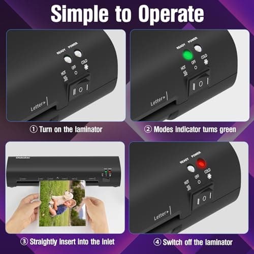 Laminator Machine, 9-Inch Letter Size Laminating Machine with 15 Laminating Pouches for Small Desktop, 4 in 1 Never Jam Thermal Laminator with Trimmer Corner Rounder for Office School Home — view 8