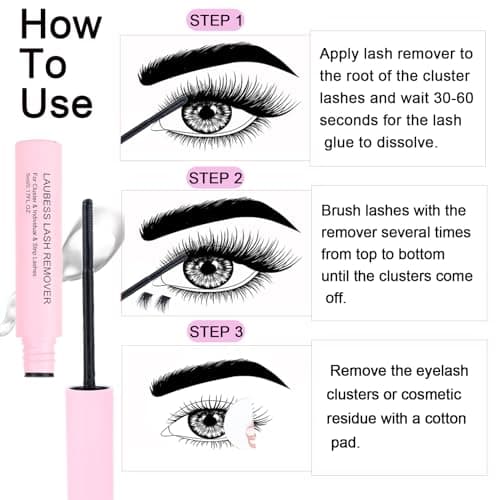 Lash Remover for Eyelash Extensions Lash Glue Remover Cluster Lashes Kit DIY Lash Extension Remover Eyelash Glue Remover Lash Clusters Eyelash Extension Kit Individual Lashes Remover 5ml — view 4