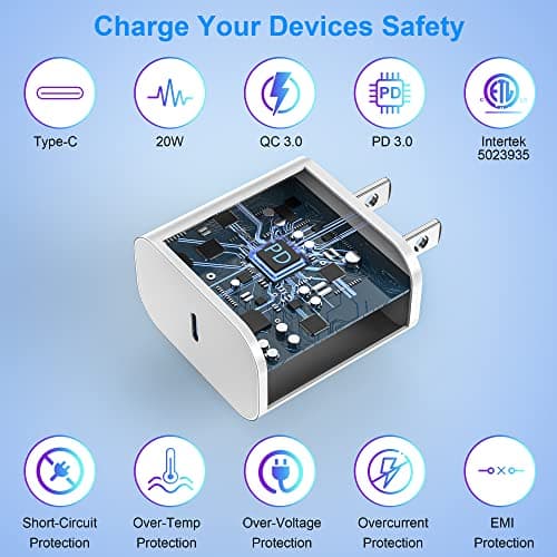 USB C Charger Block 2Pack 20W for iPhone 17 16 Fast Charging Wall Charger Plug with Type C Power Adapter for iPhone 17/16/16 Pro Max/16 Plus/15/14/13/12/11/Xs/X,for IPad Pro for Apple USBC Charge — view 3