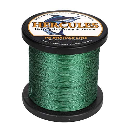HERCULES Super Strong 1000M 1094 Yards Braided Fishing Line 50 LB Test for Saltwater Freshwater PE Braid Fish Lines 4 Strands - Green, 50LB (22.7KG), 0.37MM — view 3