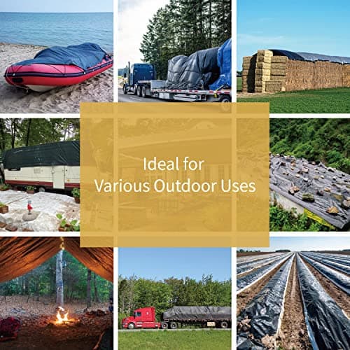 GUARD SHIELD Tarps Heavy Duty Waterproof 10x20 Feet Black Poly Tarp Cover Outdoor Thick UV Resistant Tarpaulin with Grommets 10mil — view 5