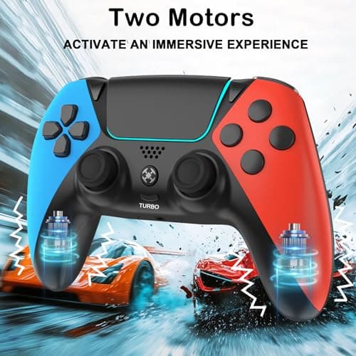 Enstixsm Upgraded for Luna Controller with Back Paddles,Turbo,Wireless Fire TV Game Controllers for PC,GeForce NOW,Firestick,Replacement for Luna Gamepad with ALPS Joystick,No Drift Stick, (Blue and Red) — view 4