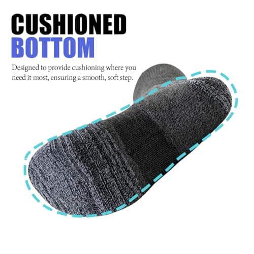 JOYNÉE 5 Pairs Mens Lightweight Long Cushion Work Socks Casual Breathable Crew Athletic Socks for Workout Sports,Multicolor,Large,Sock Size:10-13 — view 3