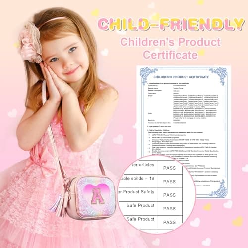 Birthday Gifts for 2 3 4 5 6 7 8 9 10 Year Old Girl,Cute Little Girl Purse Toddler Purse for Kids Wallet,Small Initial Shoulder Crossbody Bag,Personalized Christmas Gift for Daughter Baby(Rainbow,A) — view 2