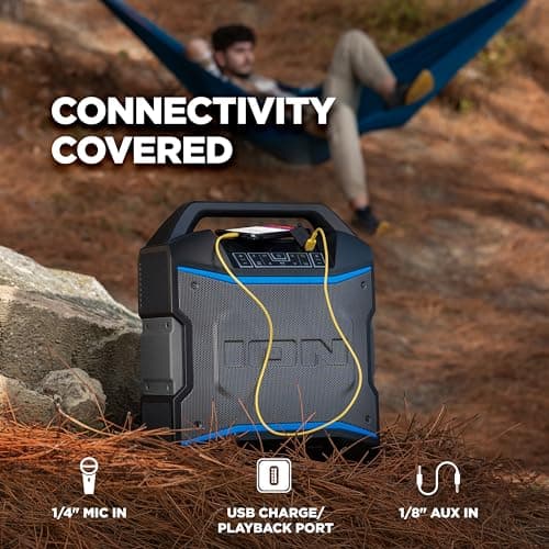 ION Block Rocker - Portable Bluetooth Outdoor Party Speaker with Karaoke Microphone, Battery, 4 Speakers, Radio, USB Port, App, Water-Resistant, 120W — view 5